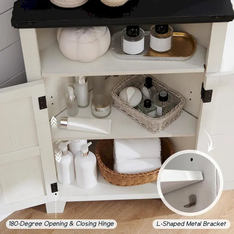 Meuble d'angle de salle de bain style ferme, petit meuble d'angle avec porte coulissante de grange - Non applicable