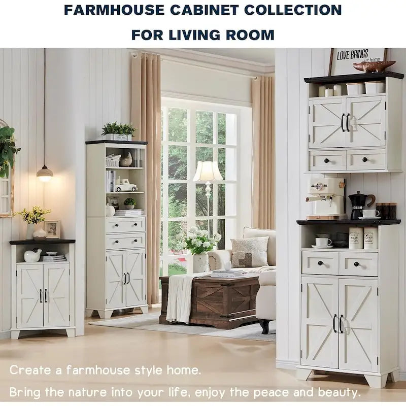 Meuble d'angle de salle de bain style ferme, petit meuble d'angle avec porte coulissante de grange - Non applicable
