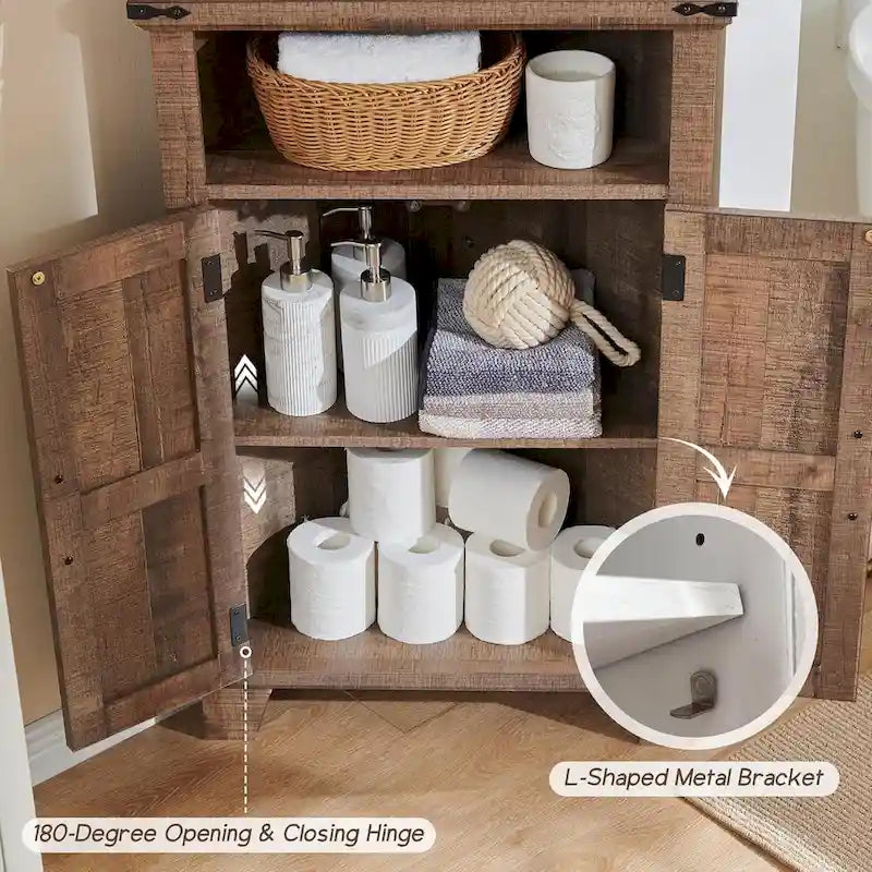 Meuble d'angle de salle de bain style ferme, petit meuble d'angle avec porte coulissante de grange - Non applicable