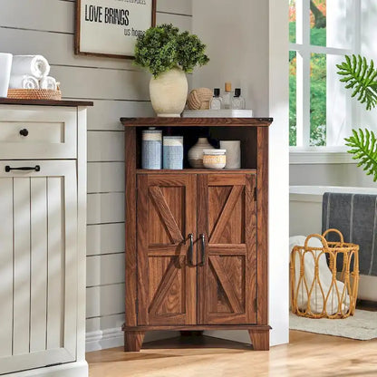 Meuble d'angle de salle de bain style ferme, petit meuble d'angle avec porte coulissante de grange - Non applicable