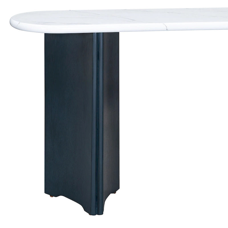 Console d'entrée, table avec plateau ovale en faux marbre pour l'entrée