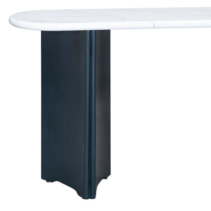 Console d'entrée, table avec plateau ovale en faux marbre pour l'entrée