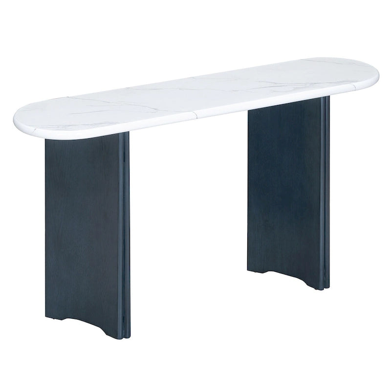 Console d'entrée, table avec plateau ovale en faux marbre pour l'entrée