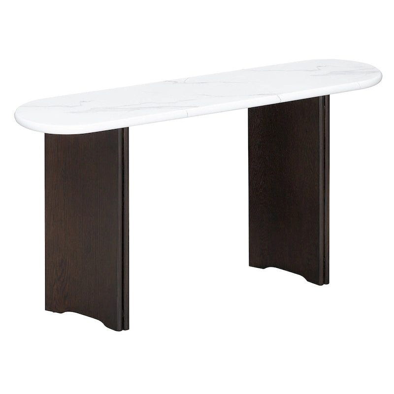 Console d'entrée, table avec plateau ovale en faux marbre pour l'entrée