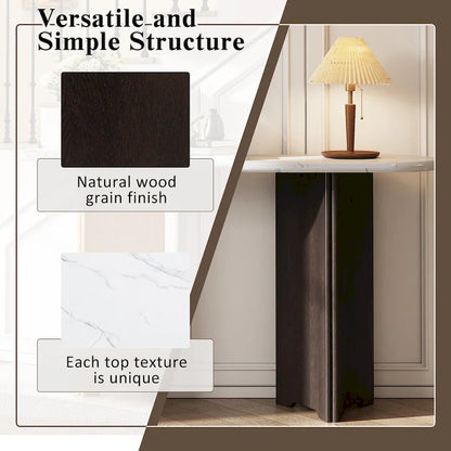 Console d'entrée, table avec plateau ovale en faux marbre pour l'entrée