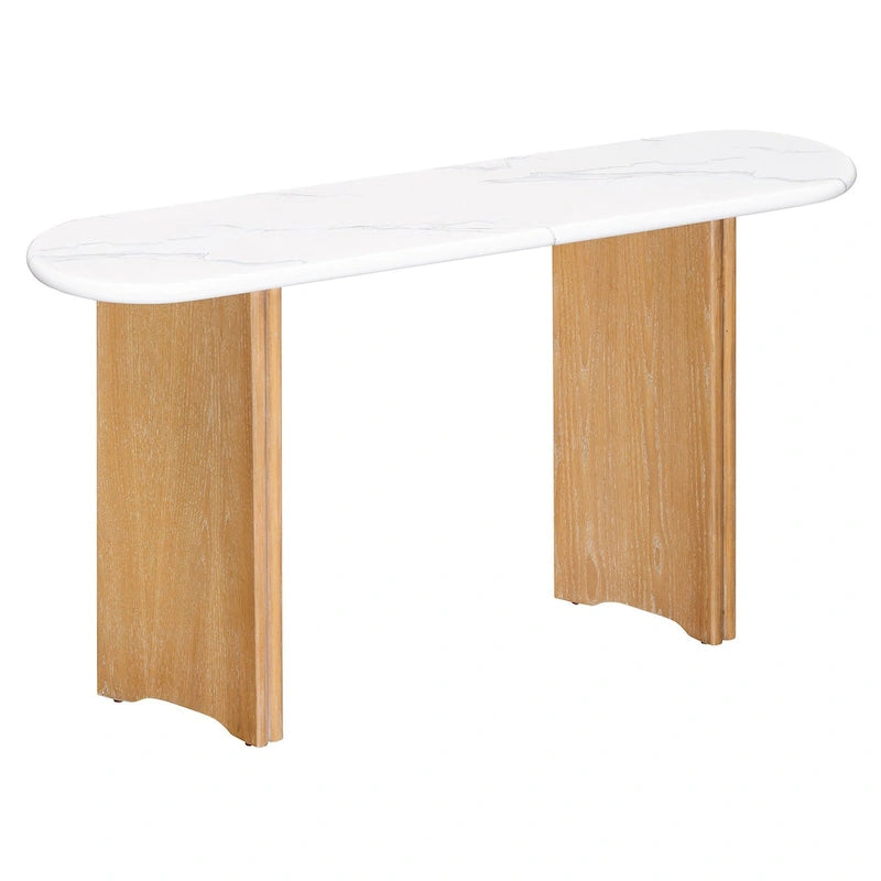 Console d'entrée, table avec plateau ovale en faux marbre pour l'entrée