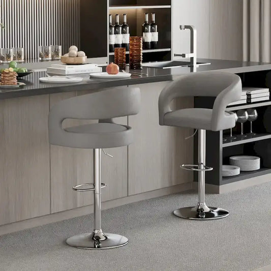 Rounded Mid-Back Barstools with Adjustable Height, Bar Stools(Set of 4)