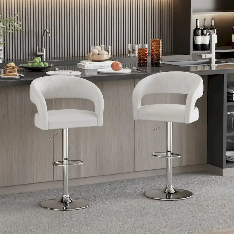 Tabourets de bar à dossier mi-haut arrondi et hauteur réglable (lot de 4)