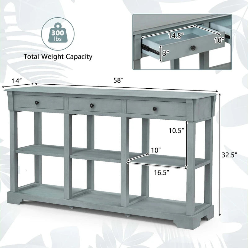 Table console rétro Costway 58 avec rangement - Voir les détails