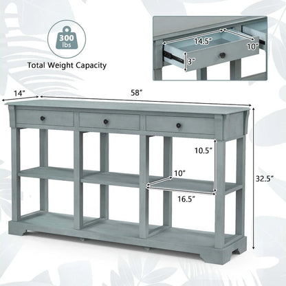 Table console rétro Costway 58 avec rangement - Voir les détails