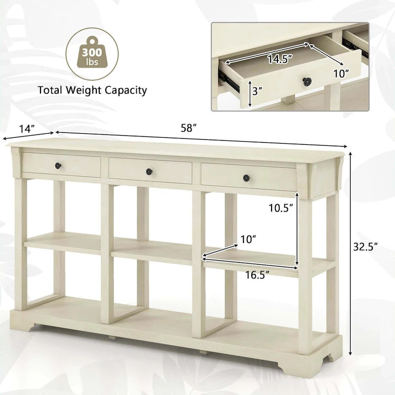 Table console rétro Costway 58 avec rangement - Voir les détails