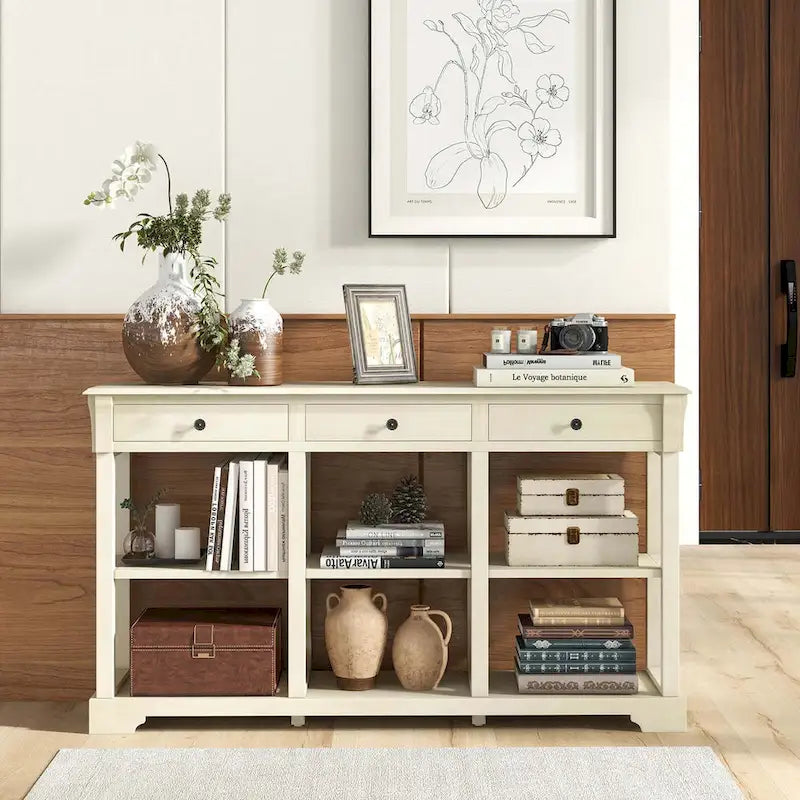 Table console rétro Costway 58 avec rangement - Voir les détails