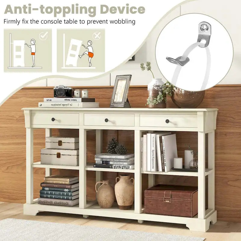 Table console rétro Costway 58 avec rangement - Voir les détails