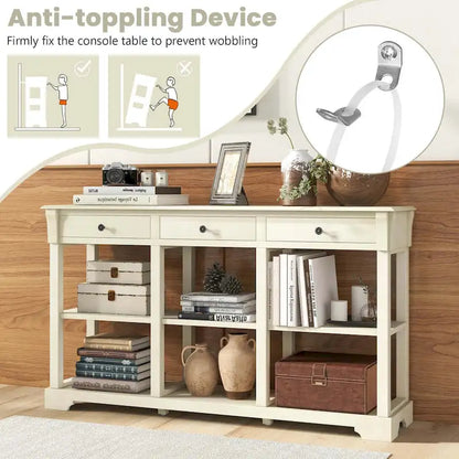 Table console rétro Costway 58 avec rangement - Voir les détails