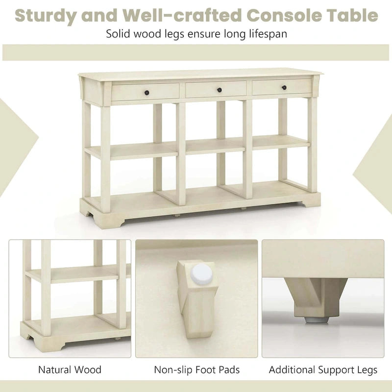 Table console rétro Costway 58 avec rangement - Voir les détails