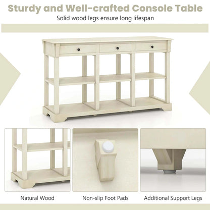 Table console rétro Costway 58 avec rangement - Voir les détails