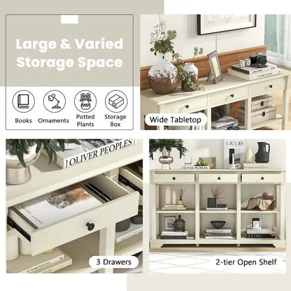 Table console rétro Costway 58 avec rangement - Voir les détails