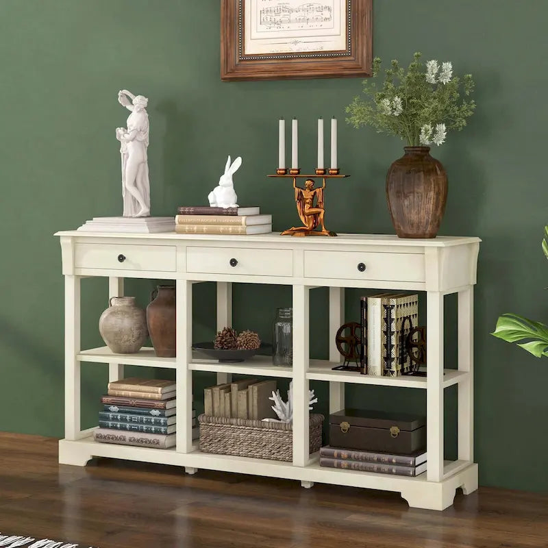 Table console rétro Costway 58 avec rangement - Voir les détails