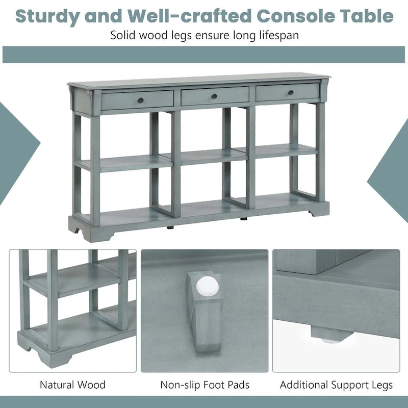 Table console rétro Costway 58 avec rangement - Voir les détails