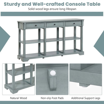 Table console rétro Costway 58 avec rangement - Voir les détails