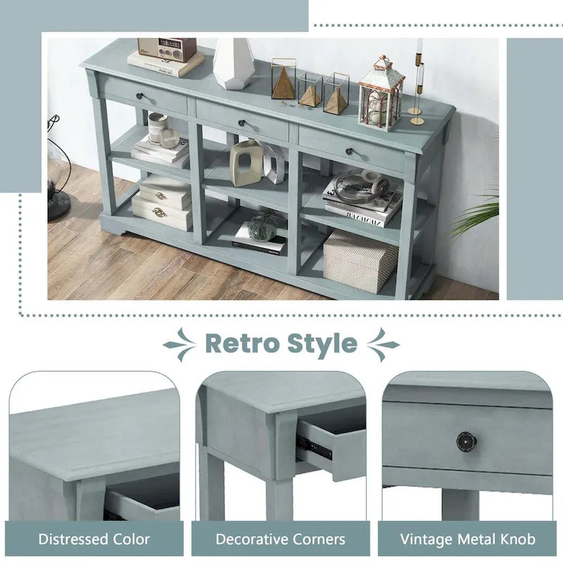 Table console rétro Costway 58 avec rangement - Voir les détails