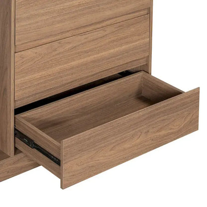 Armoire-penderie ouverte avec 4 tiroirs, 3 étagères et une tringle à vêtements. Armoire en bois autoportante pour chambre à coucher.