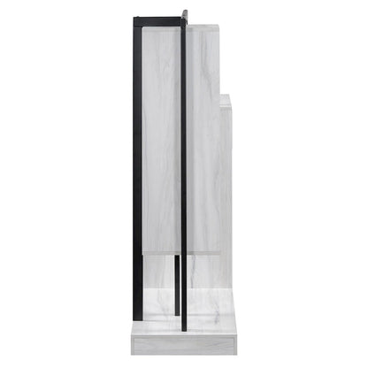 Armoire-penderie ouverte avec 4 tiroirs, 3 étagères et une tringle à vêtements. Armoire en bois autoportante pour chambre à coucher.