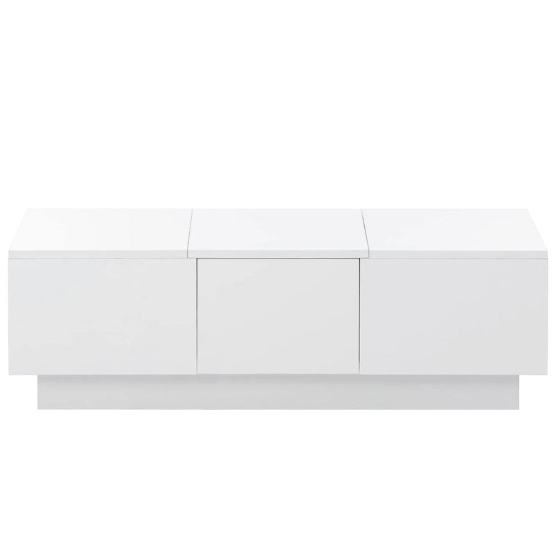 Table basse moderne et élégante, extensible, avec 2 grands compartiments de rangement et 2 tiroirs, pour le salon.
