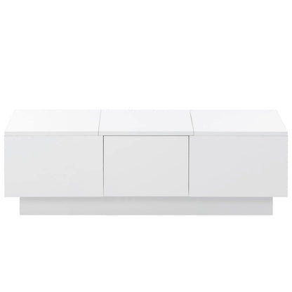 Table basse moderne et élégante, extensible, avec 2 grands compartiments de rangement et 2 tiroirs, pour le salon.