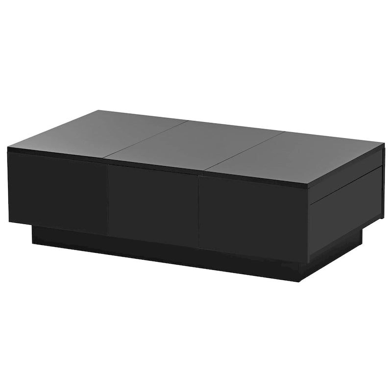 Table basse moderne et élégante, extensible, avec 2 grands compartiments de rangement et 2 tiroirs, pour le salon.