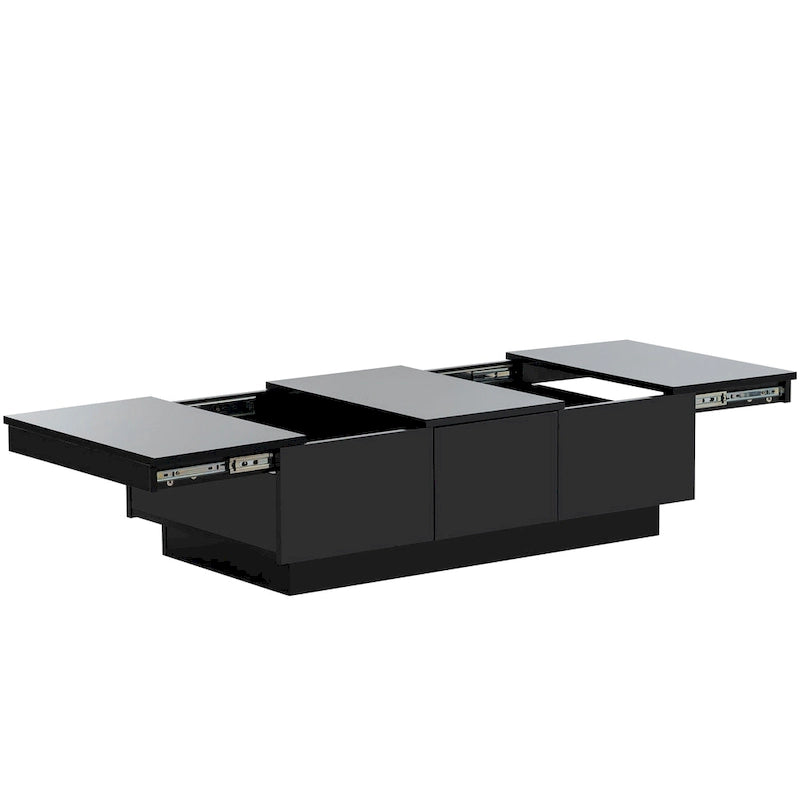 Table basse moderne et élégante, extensible, avec 2 grands compartiments de rangement et 2 tiroirs, pour le salon.