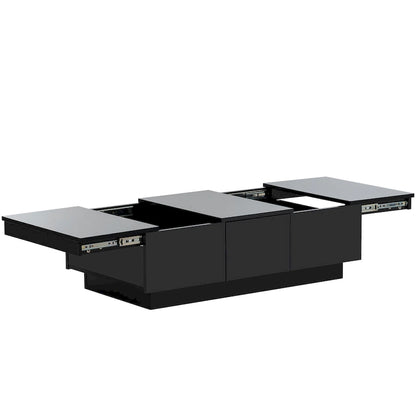 Table basse moderne et élégante, extensible, avec 2 grands compartiments de rangement et 2 tiroirs, pour le salon.