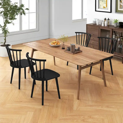 Gymax Lot de 4 chaises de salle à manger Windsor à dossier haut en bois