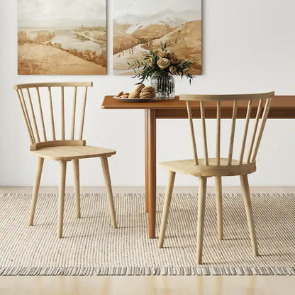 Gymax Lot de 4 chaises de salle à manger Windsor à dossier haut en bois