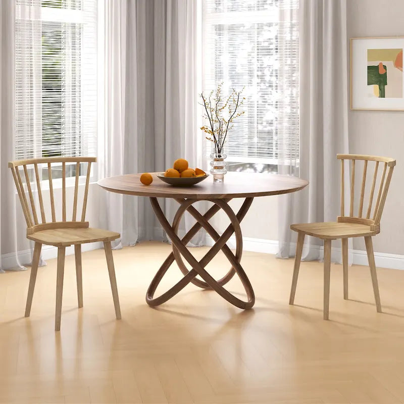 Gymax Lot de 4 chaises de salle à manger Windsor à dossier haut en bois