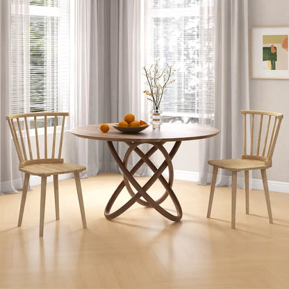 Gymax Lot de 4 chaises de salle à manger Windsor à dossier haut en bois