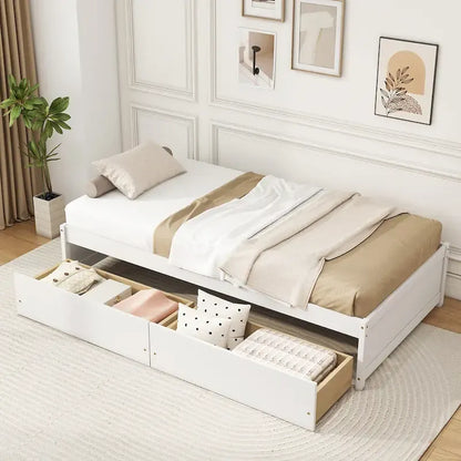 Gymax Twin Size Captain Bed w/ 2 Drawers Slats Support Twin Daybed