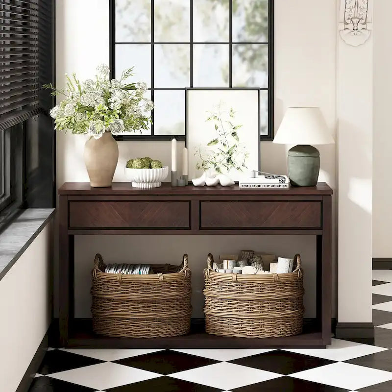 Console d'entrée rustique en bois 55 (Espresso)