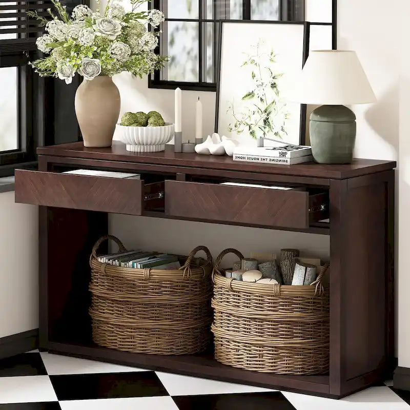 Console d'entrée rustique en bois 55 (Espresso)