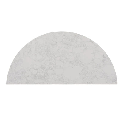 Console demi-cercle en faux marbre blanc avec étagère et base en bois - 41,75 cm L x 20 cm l x 30,25 cm H