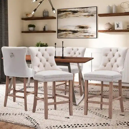 Ensemble de 4 tabourets de bar contemporains recouverts de velours