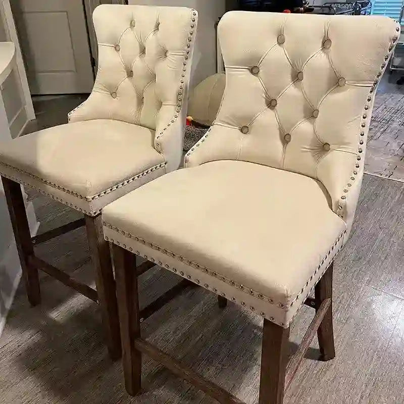 Ensemble de 4 tabourets de bar contemporains recouverts de velours
