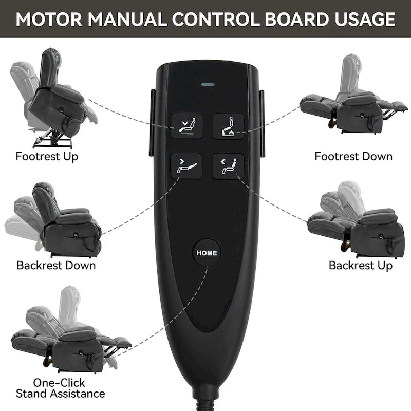 Fauteuil releveur électrique à double moteur en similicuir pour personnes âgées, canapé de massage Lazy Boy une place avec vibrations à 8 points et chauffage lombaire