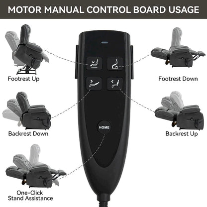 Fauteuil releveur électrique à double moteur en similicuir pour personnes âgées, canapé de massage Lazy Boy une place avec vibrations à 8 points et chauffage lombaire