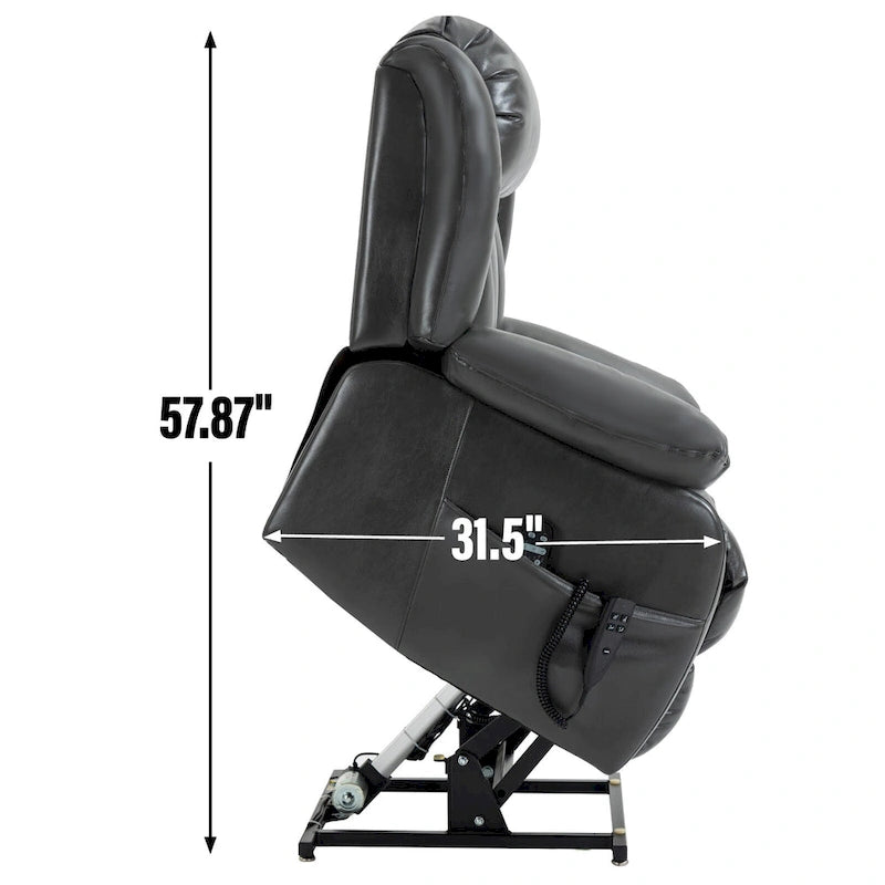 Fauteuil releveur électrique à double moteur en similicuir pour personnes âgées, canapé de massage Lazy Boy une place avec vibrations à 8 points et chauffage lombaire