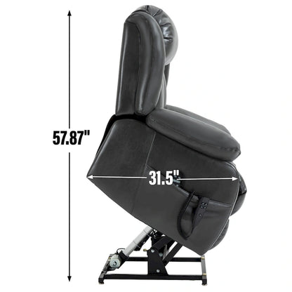 Fauteuil releveur électrique à double moteur en similicuir pour personnes âgées, canapé de massage Lazy Boy une place avec vibrations à 8 points et chauffage lombaire