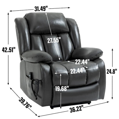 Fauteuil releveur électrique à double moteur en similicuir pour personnes âgées, canapé de massage Lazy Boy une place avec vibrations à 8 points et chauffage lombaire