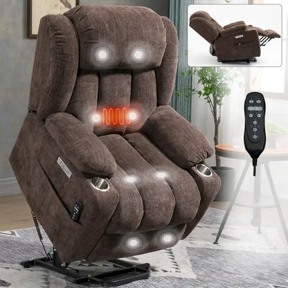 Fauteuil inclinable électrique Lazy Boy en chenille, fauteuil de massage moderne pour salon avec chauffage lombaire, ports USB et Type-C