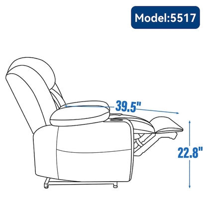 Fauteuil inclinable électrique Lazy Boy en chenille, fauteuil de massage moderne pour salon avec chauffage lombaire, ports USB et Type-C