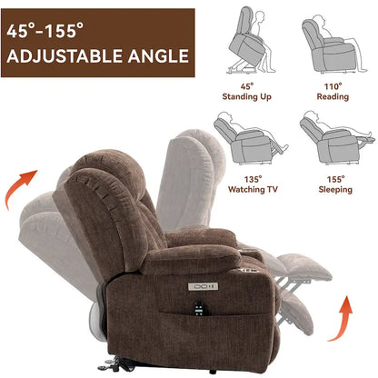 Fauteuil inclinable électrique Lazy Boy en chenille, fauteuil de massage moderne pour salon avec chauffage lombaire, ports USB et Type-C